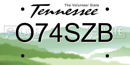O74SZB Tennessee License Plate
