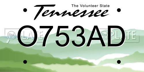 O753AD Tennessee License Plate