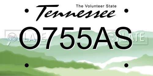 O755AS Tennessee License Plate