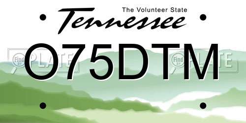 O75DTM Tennessee License Plate