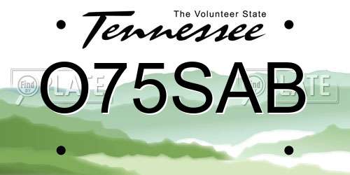 O75SAB Tennessee License Plate