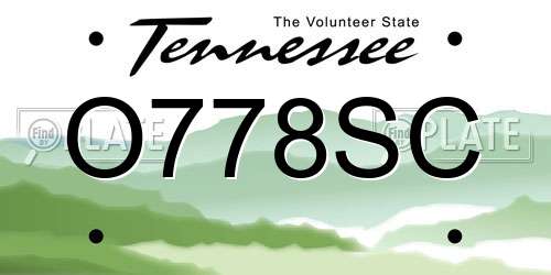 O778SC Tennessee License Plate
