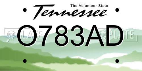 O783AD Tennessee License Plate