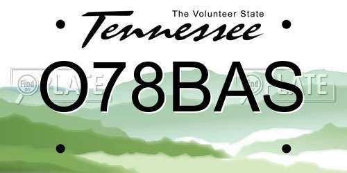 O78BAS Tennessee License Plate