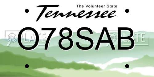 O78SAB Tennessee License Plate