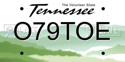 O79TOE Tennessee License Plate