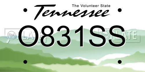 O831SS Tennessee License Plate