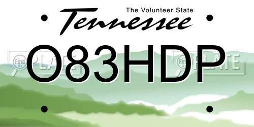 O83HDP Tennessee License Plate