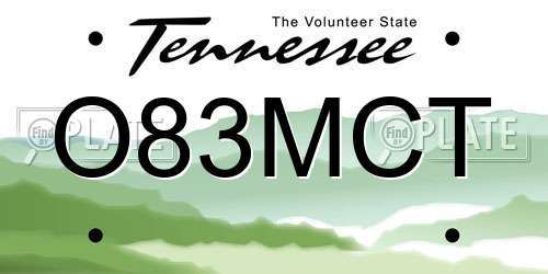 O83MCT Tennessee License Plate