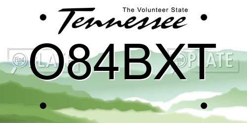 O84BXT Tennessee License Plate