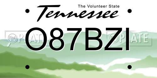 O87BZI Tennessee License Plate