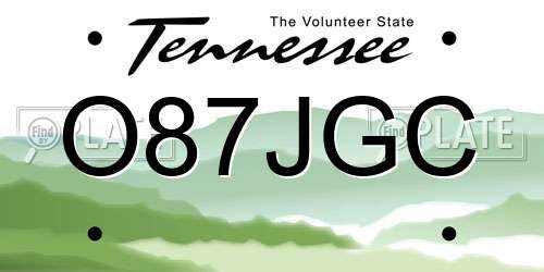 O87JGC Tennessee License Plate