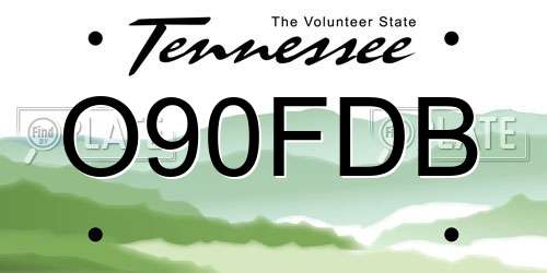 O90FDB Tennessee License Plate