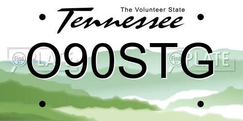 O90STG Tennessee License Plate