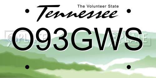 O93GWS Tennessee License Plate
