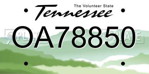OA78850 Tennessee License Plate