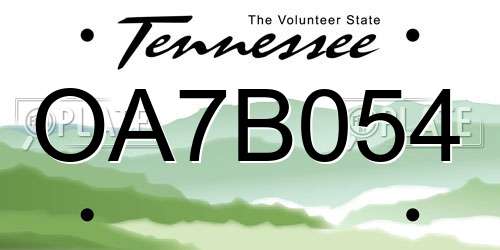 OA7B054 Tennessee License Plate
