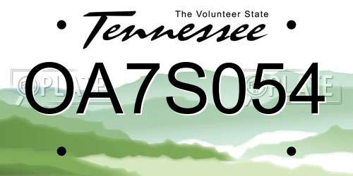 OA7S054 Tennessee License Plate