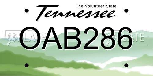 OAB286 Tennessee License Plate
