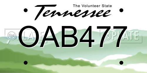 OAB477 Tennessee License Plate