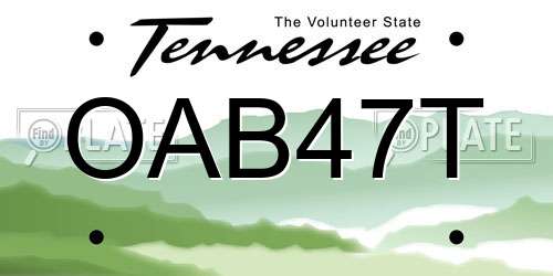 OAB47T Tennessee License Plate