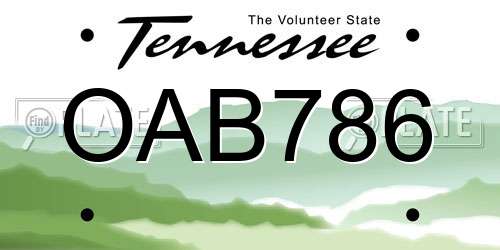 OAB786 Tennessee License Plate