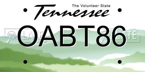 OABT86 Tennessee License Plate