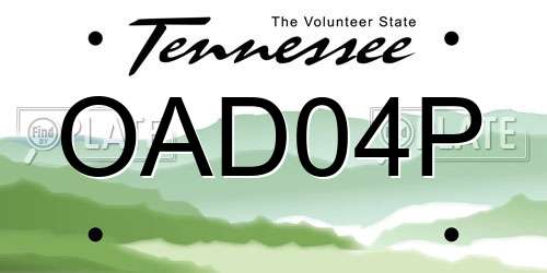 OAD04P Tennessee License Plate