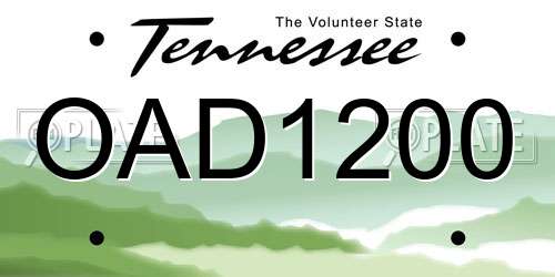 OAD1200 Tennessee License Plate
