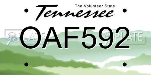 OAF592 Tennessee License Plate
