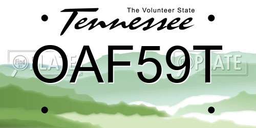 OAF59T Tennessee License Plate