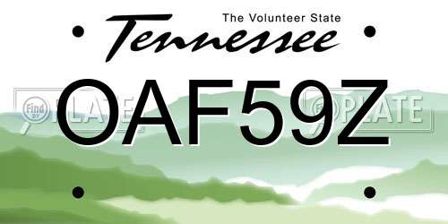 OAF59Z Tennessee License Plate