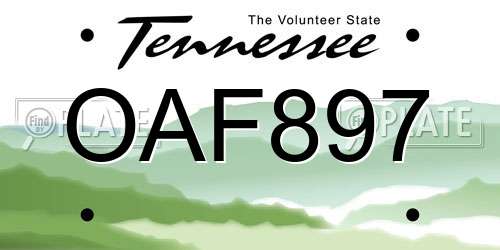 OAF897 Tennessee License Plate