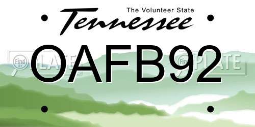 OAFB92 Tennessee License Plate