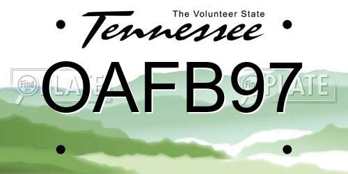 OAFB97 Tennessee License Plate