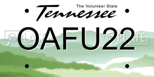 OAFU22 Tennessee License Plate