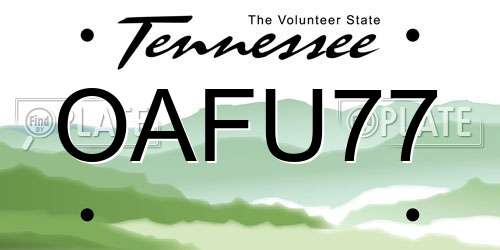 OAFU77 Tennessee License Plate