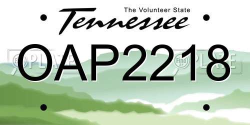 OAP2218 Tennessee License Plate