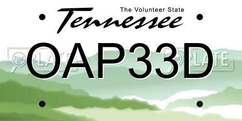 OAP33D Tennessee License Plate