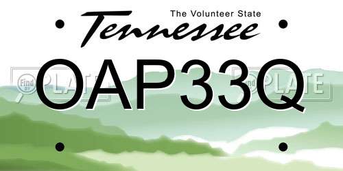 OAP33Q Tennessee License Plate
