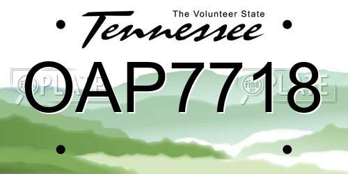 OAP7718 Tennessee License Plate