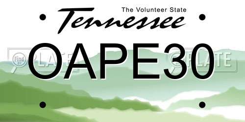 OAPE30 Tennessee License Plate