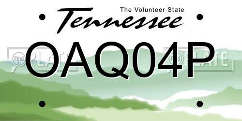 OAQ04P Tennessee License Plate