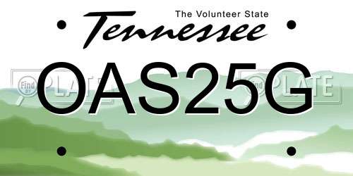 OAS25G Tennessee License Plate