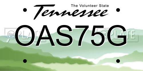 OAS75G Tennessee License Plate