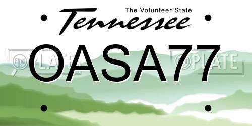 OASA77 Tennessee License Plate