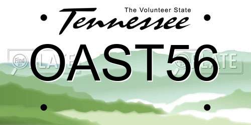 OAST56 Tennessee License Plate