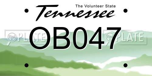 OB047 Tennessee License Plate