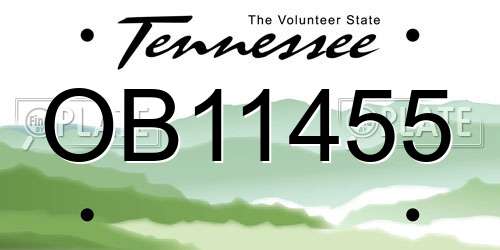 OB11455 Tennessee License Plate