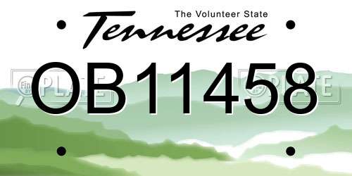 OB11458 Tennessee License Plate